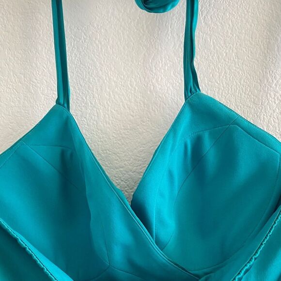 Y2K Caché Peacock Pattern Silk Beaded Halter Top - Picture 9 of 9